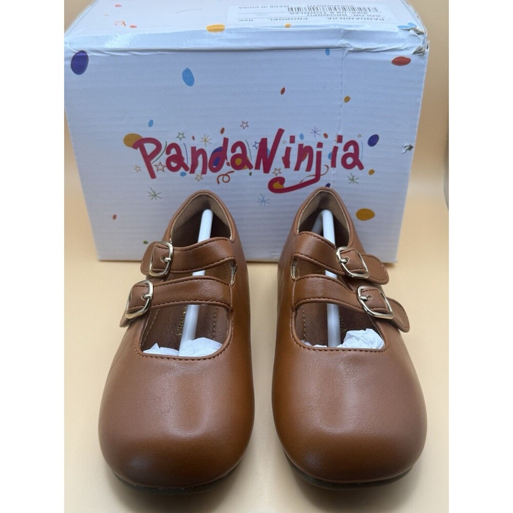 Pandaninjia Brown PU Mary Jane Shoes Sz 8 Toddler